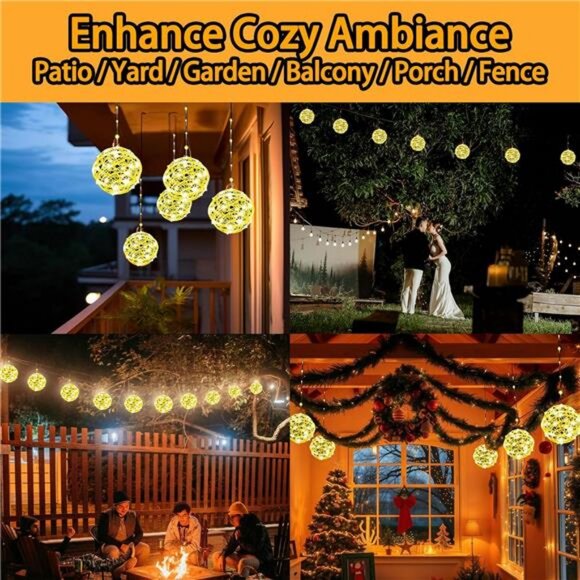 4 Pack 160Led Christmas Ball Lights for Tree Outdoor, 8 Modes 7.87in Globe Light - Picture 3 of 7